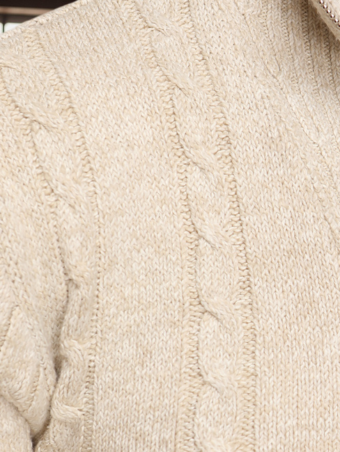 Moški pulover s pokončnim ovratnikom bež barve Dstreet WX2327