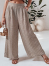 MODERESS ženske črtaste široke hlače rjave barve Dstreet UY2695