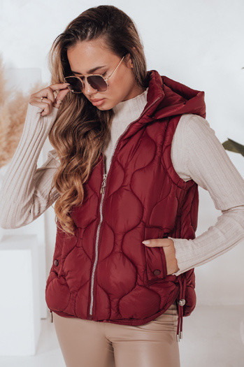 Ženski prešiti telovnik s kapuco MISSVEST burgundska Dstreet TY5017