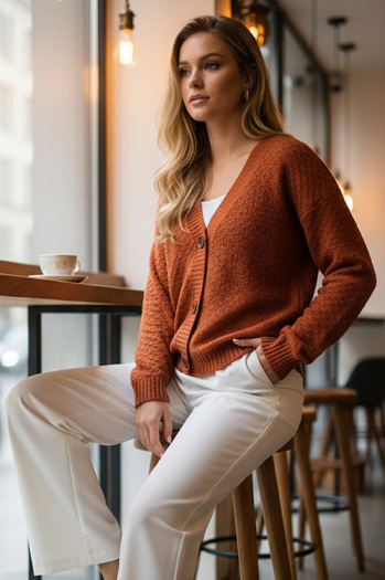 Ženski rdeči pulover CHICLINE Dstreet MY2418