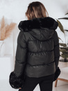 Ženska zimska jakna YOUWARM kratka prešita s krznom črna Dstreet TY5006
