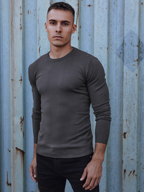 Moški klasični pulover temno sive barve Dstreet WX2225