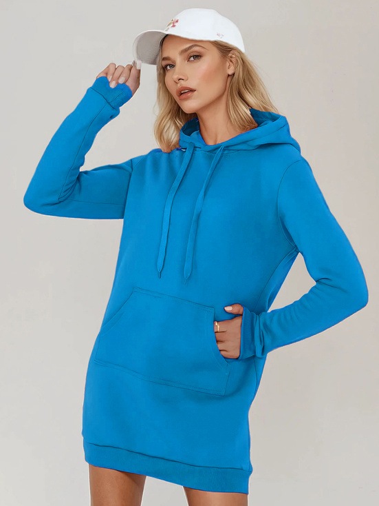 Ženska dolga majica s kapuco oversize TIMMY blue Dstreet EY2564