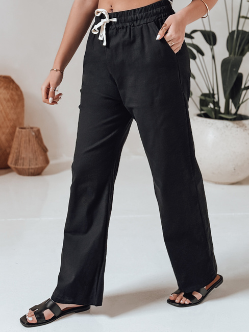 Ženske priložnostne hlače s širokimi nogami BOHO DAY black Dstreet UY2647