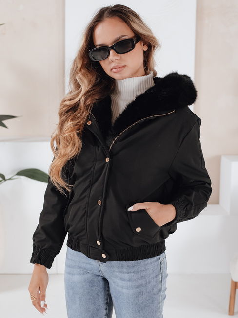 Ženska zimska jakna VESSADA kratka s krznom črna Dstreet TY5059