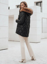 Ženska zimska jakna LUMORE prešita s kapuco črna Dstreet TY5015