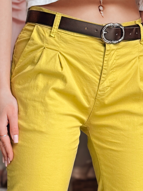 Ženske hlače s pasom MODELA mustard Dstreet UY2563