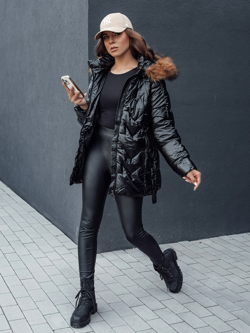 Ženska zimska jakna s krznom LANE black Dstreet TY4515