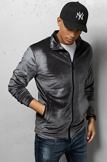Moška siva velur jopica Dstreet BX5535