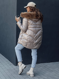 WINTERCHIC ženska zimska jakna s kapuco camel Dstreet TY4438_5