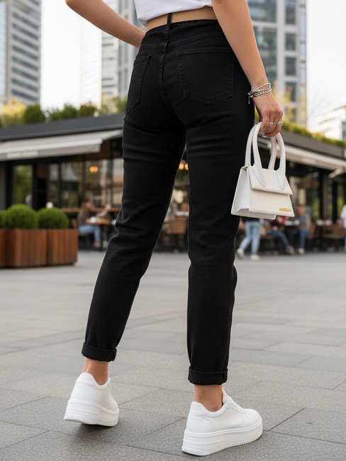 Ženske hlače s pasom v črni barvi Dstreet UY2873