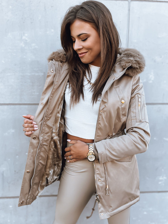 Ženska zimska jakna parka GODDESS beige Dstreet TY3868