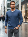 Moški modri pulover z v-izrezom Dstreet WX2317