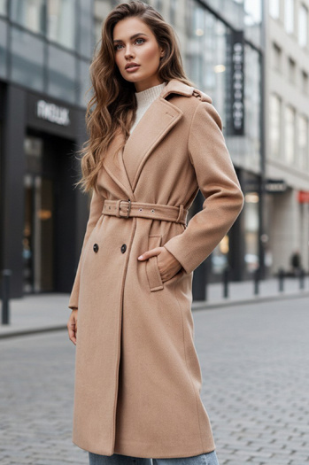 Ženski zimski plašč classic trench camel Dstreet NY0763z
