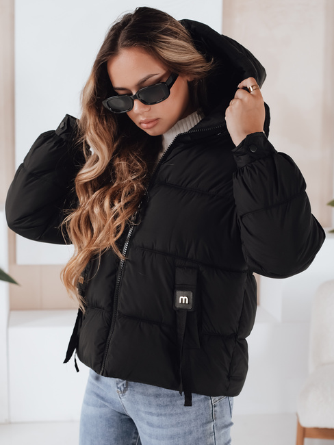 Ženska prešita zimska jakna s kapuco črna Dstreet TY5064