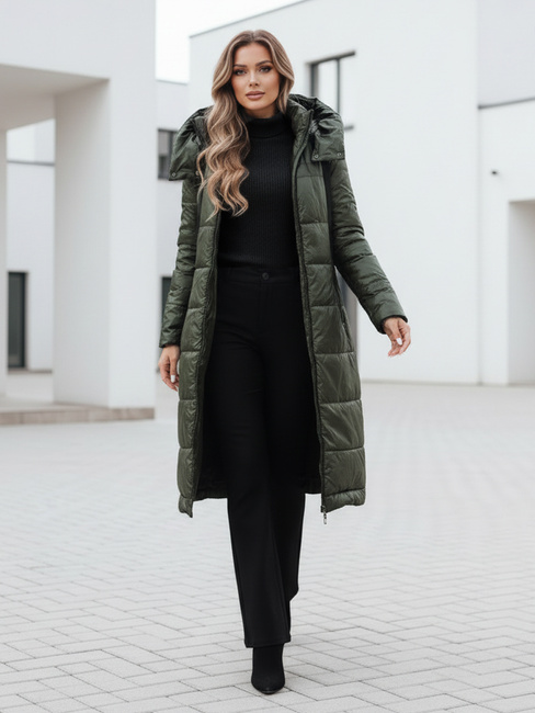 Ženska prehodna jakna ORVITA prešita s kapuco zelena Dstreet TY5025