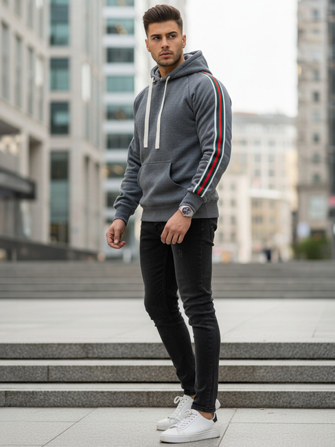 Moška siva jopa s kapuco Dstreet BX5938