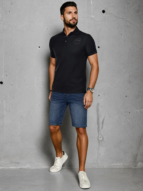 Moška polo majica z našitkom črna Dstreet PX0624