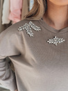 Ženska bluza z dolgimi rokavi v barvi maslene sivke CRYSTALIA mocha Dstreet RY2770