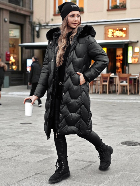 Ženska prešita dolga jakna WINTERACT black Dstreet TY4775