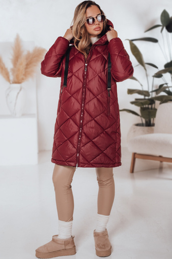 Ženska zimska bunda SNOWVIBE maroon quilted Dstreet TY4996