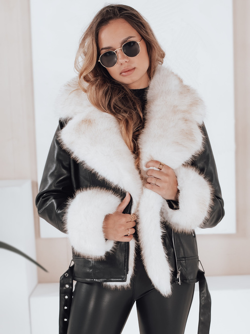 Ženska jakna ramones s krznom črna Dstreet TY5122