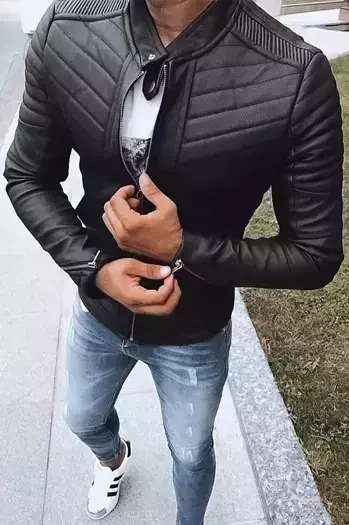 Moška usnjena jakna črna Dstreet TX4243