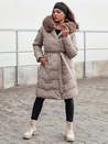 Ženski prešiti zimski plašč s kapuco ELENESS beige Dstreet TY4614