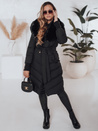 Ženska prešita zimska jakna z umetnim krznom črna Dstreet TY5076
