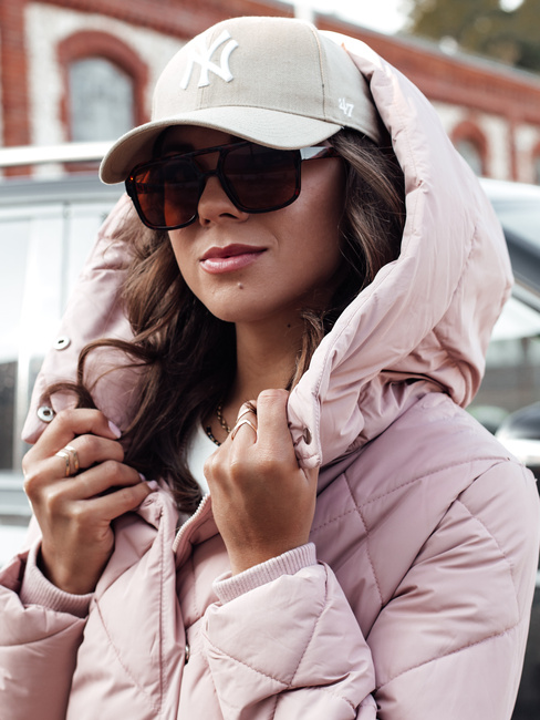 Ženska prešita zimska bunda COZYLUX s kapuco roza Dstreet TY4558