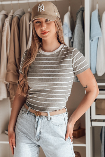 Ženska osnovna črtasta majica LINESS siva Dstreet RY2821