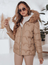 SNOWMISS ženska zimska jakna prešita bež s kapuco Dstreet TY5000