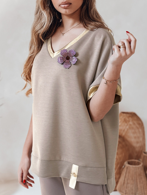 Ženska bluza prevelike velikosti SHINE LOVE mocha Dstreet RY2911