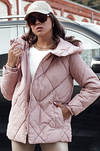 Ženska prešita zimska bunda COZYLUX s kapuco roza Dstreet TY4558