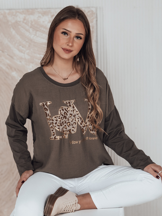 Ženska bluza ene velikosti LOVEGLOW temno rjava Dstreet RY2698