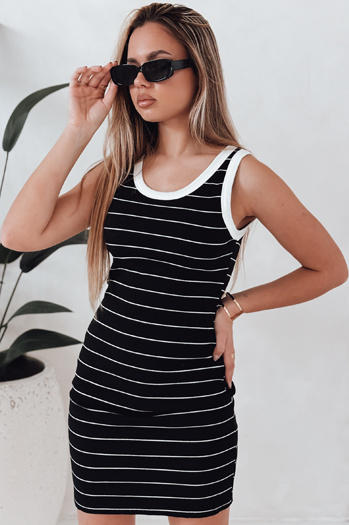 Ženska črtasta mini obleka PREFAB black Dstreet EY2578