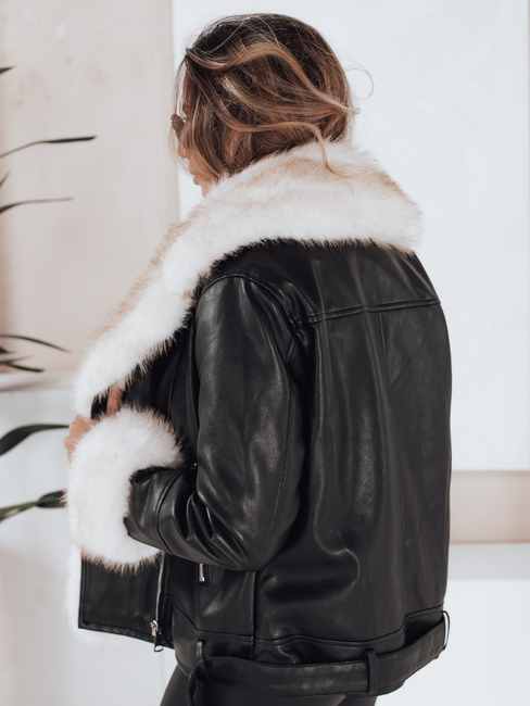 Ženska jakna ramones s krznom črna Dstreet TY5122