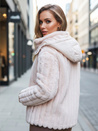 Ženska krznena jakna s kapuco roza Dstreet TY5277z
