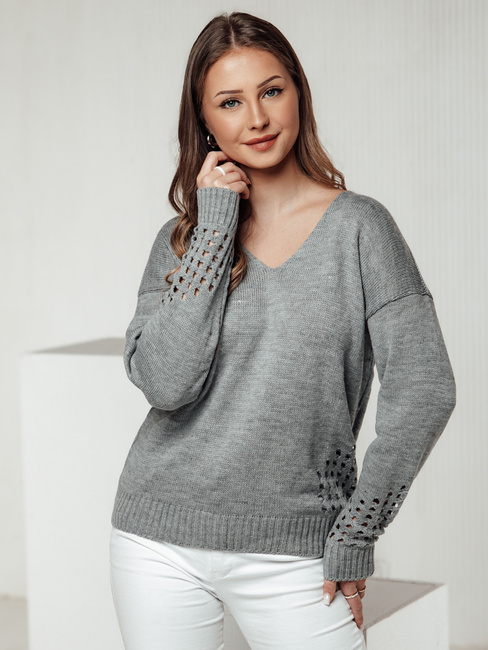 Ženski pulover SOFTARE svetlo sive barve Dstreet MY2398