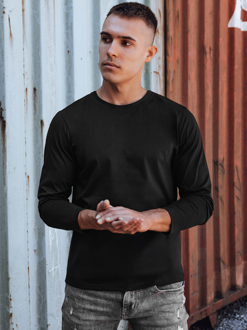 Moška črna majica z dolgimi rokavi Dstreet LX0577
