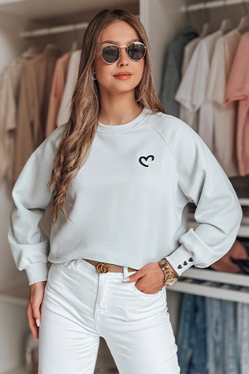 Ženska bluza z izvezenimi srčki MONLOVE modra Dstreet BY1509