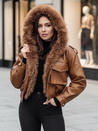 Ženska usnjena jakna s krznom SOFTREBEL brown Dstreet TY4761z