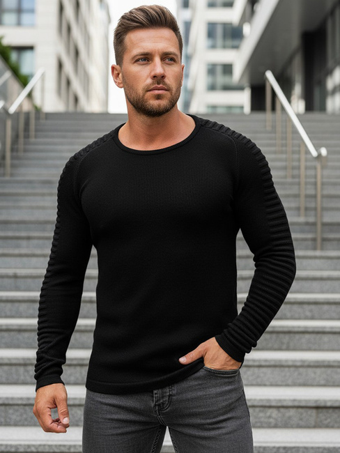 Moški klasičen pulover Barva Črna DSTREET WX1605