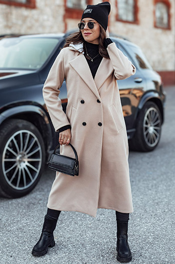 MODVENTURE ženski prevelik plašč s kapuco bež barve Dstreet NY0721