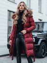 Ženska prešita zimska jakna s krznom STYLEBELLA rdeča Dstreet TY5008