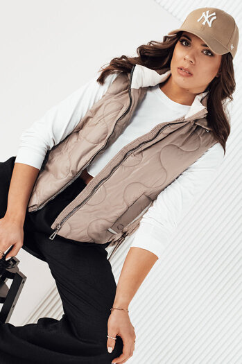 Ženski prešit telovnik TREOS Barva Bež DSTREET TY4216