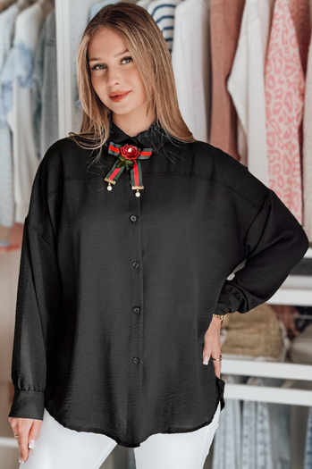 Ženska prevelika dolga majica z lokom LOSANDO črna Dstreet DY0453