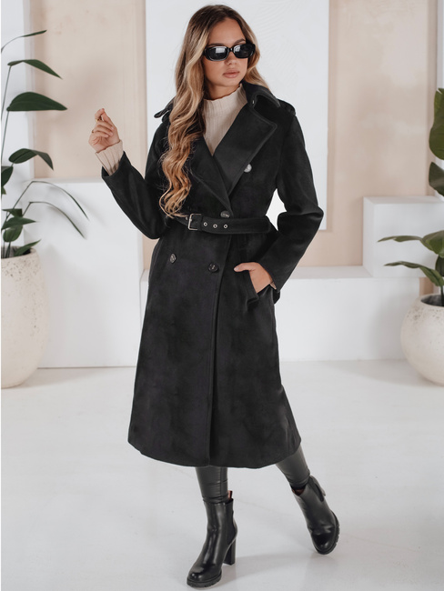 Ženski zimski plašč classic trench black Dstreet NY0762