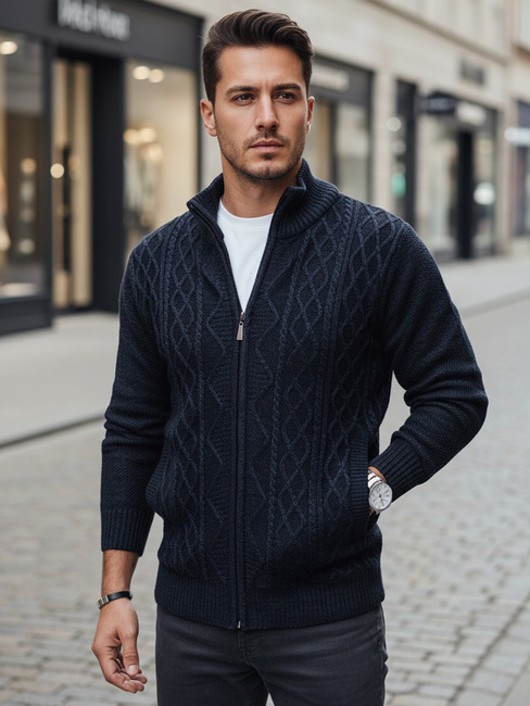 Moški pulover brez gumbov v mornarsko modri barvi Dstreet WX2250z