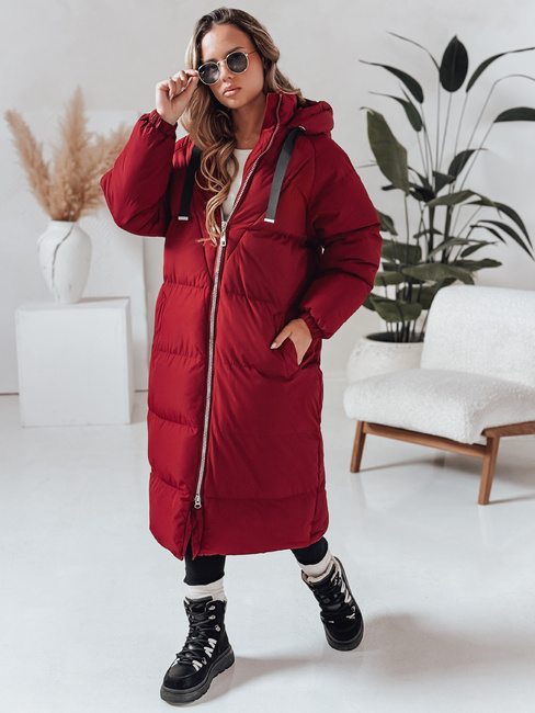 Ženska zimska dolga prešita jakna COZYSEASON maroon Dstreet TY4955